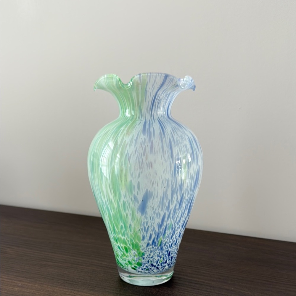 Murano Glass Vase with Green, Blue and Pink Accents - Picture 3 of 8